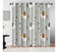 MOXINO 3D Cartoon Dog Blackout Curtains 2 Panels 46" W x 90" Drape Eyelet Thermal Insulated Polyester Fabric Window Drapes Cartoon Dog Curtains for bedroom Living Room（pattern 142-4）