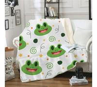 MOXINO 3D Cartoon Frog Throw Blanket 130x150 cm Super Soft Plush Microfiber Fleece Cosy Warm Frog Sherpa Blanket for Bed Sofa Couch Bedroom Decorative(Pattern 144-6)