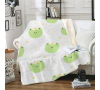 MOXINO 3D Cartoon Frog Throw Blanket 150x200 cm Super Soft Plush Microfiber Fleece Cosy Warm Frog Sherpa Blanket for Bed Sofa Couch Bedroom Decorative(Pattern 144-8)