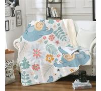 MOXINO 3D Cartoon Gorilla Throw Blanket 150x200 cm Super Soft Plush Microfiber Fleece Cosy Warm Flowers Palm Leaves Sherpa Blanket for Bed Sofa Couch Bedroom Decorative（Pattern 186-1）