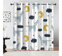 MOXINO 3D Cartoon Wolf Blackout Curtains 2 Panels 52" W x 63" Drape Eyelet Thermal Insulated Polyester Fabric Window Drapes Starry Sky Curtains for bedroom Living Room（pattern 126-16）