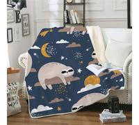 MOXINO 3D Cute Sloth Throw Blanket 150x200 cm Super Soft Plush Microfiber Fleece Cosy Warm Starry Sky Sherpa Blanket for Bed Sofa Couch Bedroom Decorative（Pattern 142-4）