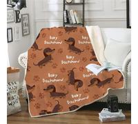 MOXINO 3D Dachshund Throw Blanket 130x150 cm Super Soft Plush Microfiber Fleece Cosy Warm Cute Dog Sherpa Blanket for Bed Sofa Couch Bedroom Decorative（Pattern 12-5）