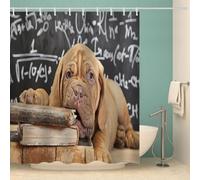 MOXINO 3D Dogue De Bordeaux Printed Shower Curtain Mould Proof 180x180 cm 100% Polyester Fabric Mildew Resistant Animals Dogs Bathroom Curtains Waterproof Washable with 12 Hooks(Pattern 20-14)