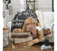 MOXINO 3D Dogue De Bordeaux Throw Blanket 150x200 cm Super Soft Plush Microfiber Fleece Cosy Warm Animals Dogs Sherpa Blanket for Bed Sofa Couch Bedroom Decorative（Pattern 20-7）
