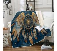 MOXINO 3D Dreamcatcher Throw Blanket 130x150 cm Super Soft Plush Microfiber Fleece Cosy Warm Boho Aesthetics Sherpa Blanket for Bed Sofa Couch Bedroom Decorative（Pattern 1-20）