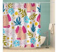 MOXINO 3D Elephant Printed Shower Curtain Mould Proof 120x180 cm 100% Polyester Fabric Mildew Resistant Flowers Bathroom Curtains Waterproof Washable with 12 Hooks（Pattern 61-9）