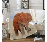 MOXINO 3D Elephant Throw Blanket 130x150 cm Super Soft Plush Microfiber Fleece Cosy Warm Elephant Sherpa Blanket for Bed Sofa Couch Bedroom Decorative（Pattern 46-4）