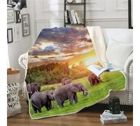 MOXINO 3D Elephant Throw Blanket 150x200 cm Super Soft Plush Microfiber Fleece Cosy Warm Elephant Sherpa Blanket for Bed Sofa Couch Bedroom Decorative(Pattern 82-13)