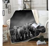 MOXINO 3D Elephant Throw Blanket 150x200 cm Super Soft Plush Microfiber Fleece Cosy Warm Elephant Sherpa Blanket for Bed Sofa Couch Bedroom Decorative(Pattern 88-16)