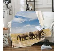 MOXINO 3D Elephant Throw Blanket 150x200 cm Super Soft Plush Microfiber Fleece Cosy Warm Elephant Sherpa Blanket for Bed Sofa Couch Bedroom Decorative（Pattern 65-9）
