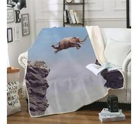 MOXINO 3D Elephant Throw Blanket 150x200 cm Super Soft Plush Microfiber Fleece Cosy Warm Funny Elephant Sherpa Blanket for Bed Sofa Couch Bedroom Decorative(Pattern 88-17)