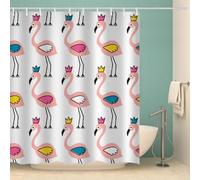 MOXINO 3D Flamingo Printed Shower Curtain Mould Proof 120x180 cm 100% Polyester Fabric Mildew Resistant Flamingo Bathroom Curtains Waterproof Washable with 12 Hooks(Pattern 83-14)