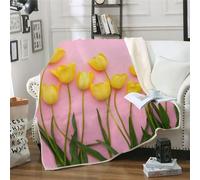 MOXINO 3D Flower Throw Blanket 130x150 cm Super Soft Plush Microfiber Fleece Cosy Warm Flowers Sherpa Blanket for Bed Sofa Couch Bedroom Decorative(Pattern 87-2)