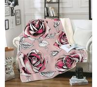 MOXINO 3D Flower Throw Blanket 130x150 cm Super Soft Plush Microfiber Fleece Cosy Warm Flowers Sherpa Blanket for Bed Sofa Couch Bedroom Decorative(Pattern 89-16)