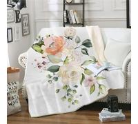 MOXINO 3D Flower Throw Blanket 130x150 cm Super Soft Plush Microfiber Fleece Cosy Warm Flowers Sherpa Blanket for Bed Sofa Couch Bedroom Decorative(Pattern 88-14)