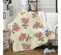 MOXINO 3D Flowers Throw Blanket 130x150 cm Super Soft Plush Microfiber Fleece Cosy Warm Flowers Sherpa Blanket for Bed Sofa Couch Bedroom Decorative（Pattern 141-10）