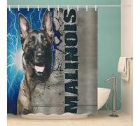 MOXINO 3D German Shepherd Printed Shower Curtain Mould Proof 180x180 cm 100% Polyester Fabric Mildew Resistant Dog Bathroom Curtains Waterproof Washable with 12 Hooks（Pattern 7-12）