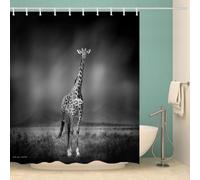MOXINO 3D Giraffe Printed Shower Curtain Mould Proof 180x200 cm 100% Polyester Fabric Mildew Resistant Giraffe Bathroom Curtains Waterproof Washable with 12 Hooks（Pattern 89-2）