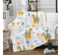 MOXINO 3D Giraffe Throw Blanket 130x150 cm Super Soft Plush Microfiber Fleece Cosy Warm Cartoon Animals Sherpa Blanket for Bed Sofa Couch Bedroom Decorative(Pattern 85-10)