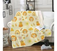 MOXINO 3D Giraffe Throw Blanket 130x150 cm Super Soft Plush Microfiber Fleece Cosy Warm Kawaii Lion Sherpa Blanket for Bed Sofa Couch Bedroom Decorative（Pattern 12-17）