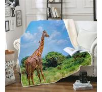 MOXINO 3D Giraffe Throw Blanket 150x200 cm Super Soft Plush Microfiber Fleece Cosy Warm Giraffe Sherpa Blanket for Bed Sofa Couch Bedroom Decorative(Pattern 89-1)