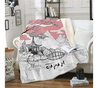 MOXINO 3D Japan Style Throw Blanket 150x200 cm Super Soft Plush Microfiber Fleece Cosy Warm Architecture Sherpa Blanket for Bed Sofa Couch Bedroom Decorative（Pattern 123-6）
