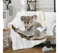 MOXINO 3D Koala Throw Blanket 130x150 cm Super Soft Plush Microfiber Fleece Cosy Warm Koala Sherpa Blanket for Bed Sofa Couch Bedroom Decorative(Pattern 88-4)