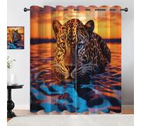 MOXINO 3D Leopard Blackout Curtains 2 Panels 46" W x 90" Drape Eyelet Thermal Insulated Polyester Fabric Window Drapes Sunset Animals Curtains for bedroom Living Room（pattern 1-15）