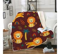 MOXINO 3D Lion Throw Blanket 130x150 cm Super Soft Plush Microfiber Fleece Cosy Warm Lion Sherpa Blanket for Bed Sofa Couch Bedroom Decorative（Pattern 86-12）