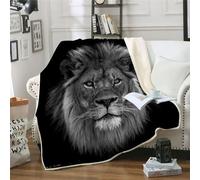 MOXINO 3D Lion Throw Blanket 130x150 cm Super Soft Plush Microfiber Fleece Cosy Warm Lion Sherpa Blanket for Bed Sofa Couch Bedroom Decorative（Pattern 84-12）