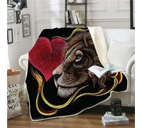 MOXINO 3D Lion Throw Blanket 130x150 cm Super Soft Plush Microfiber Fleece Cosy Warm Love Sherpa Blanket for Bed Sofa Couch Bedroom Decorative（Pattern 84-9）