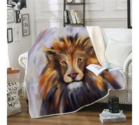MOXINO 3D Lion Throw Blanket 150x200 cm Super Soft Plush Microfiber Fleece Cosy Warm Abstract Lion Sherpa Blanket for Bed Sofa Couch Bedroom Decorative（Pattern 81-6）
