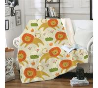 MOXINO 3D Lion Throw Blanket 150x200 cm Super Soft Plush Microfiber Fleece Cosy Warm Cartoon Lion Sherpa Blanket for Bed Sofa Couch Bedroom Decorative（Pattern 85-9）