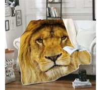 MOXINO 3D Lion Throw Blanket 150x200 cm Super Soft Plush Microfiber Fleece Cosy Warm Lion Sherpa Blanket for Bed Sofa Couch Bedroom Decorative（Pattern 87-18）
