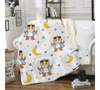 MOXINO 3D Monkey Throw Blanket 130x150 cm Super Soft Plush Microfiber Fleece Cosy Warm Cartoon Animals Sherpa Blanket for Bed Sofa Couch Bedroom Decorative（Pattern 61-7）