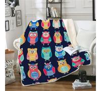 MOXINO 3D Owl Throw Blanket 150x200 cm Super Soft Plush Microfiber Fleece Cosy Warm Cute Owl Sherpa Blanket for Bed Sofa Couch Bedroom Decorative（Pattern 17-9）