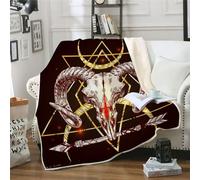 MOXINO 3D Skull Throw Blanket 130x150 cm Super Soft Plush Microfiber Fleece Cosy Warm Gothic Skull Sherpa Blanket for Bed Sofa Couch Bedroom Decorative(Pattern 89-8)