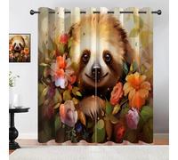 MOXINO 3D Sloth Blackout Curtains 2 Panels 46" W x 90" Drape Eyelet Thermal Insulated Polyester Fabric Window Drapes Flowers Sloth Curtains for bedroom Living Room（pattern 1-19）