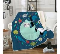 MOXINO 3D Sloth Throw Blanket 130x150 cm Super Soft Plush Microfiber Fleece Cosy Warm Cute Sloth Sherpa Blanket for Bed Sofa Couch Bedroom Decorative（Pattern 66-6）
