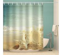 MOXINO 3D Starfish Printed Shower Curtain Mould Proof 180x200 cm 100% Polyester Fabric Mildew Resistant Seashells Ocean Bathroom Curtains Waterproof Washable with 12 Hooks（Pattern 135-2）