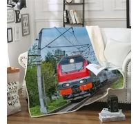 MOXINO 3D Train Throw Blanket 150x200 cm Super Soft Plush Microfiber Fleece Cosy Warm Retro Train Sherpa Blanket for Bed Sofa Couch Bedroom Decorative(Pattern 81-19)