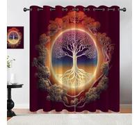 MOXINO 3D Tree Of Life Blackout Curtains 2 Panels 46" W x 72" Drape Eyelet Thermal Insulated Polyester Fabric Window Drapes Tree Of Life Curtains for bedroom Living Room（pattern 12-19）