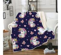 MOXINO 3D Unicorn Throw Blanket 130x150 cm Super Soft Plush Microfiber Fleece Cosy Warm Stars Unicorns Sherpa Blanket for Bed Sofa Couch Bedroom Decorative（Pattern 6-8）