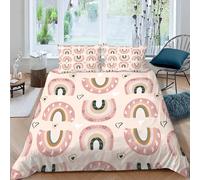 MOXINO Abstract Rainbow Double Duvet Cover 200x200 cm Microfibre Ultra Soft 3D Rainbow Bedding Set with Zipper Closure Comforter Quilt Cover with 2 Pillowcase 50x75（Pattern 29-11）