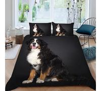 MOXINO Bernese Mountain Dog Super King Duvet Cover 220x260 cm Microfibre Ultra Soft 3D Animals Dogs Bedding Set with Zipper Closure Comforter Quilt Cover with 2 Pillowcase 50x75（Pattern 50-7）