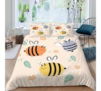 MOXINO Cartoon Bees Super King Duvet Cover 220x260 cm Microfibre Ultra Soft 3D Bee Bedding Set with Zipper Closure Comforter Quilt Cover with 2 Pillowcase 50x75（Pattern 86-1）