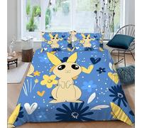 MOXINO Cartoon Rabbit Super King Duvet Cover 220x260 cm Microfibre Ultra Soft 3D Love Flowers Bedding Set with Zipper Closure Comforter Quilt Cover with 2 Pillowcase 50x75(Pattern 151-7)