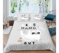 MOXINO Cartoon Sloth King Duvet Cover 220x230 cm Microfibre Ultra Soft 3D Sloths Bedding Set with Zipper Closure Comforter Quilt Cover with 2 Pillowcase 50x75(Pattern 162-18)