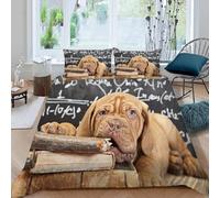 MOXINO Dogue De Bordeaux Double Duvet Cover 200x200 cm Microfibre Ultra Soft 3D Animals Dogs Bedding Set with Zipper Closure Comforter Quilt Cover with 2 Pillowcase 50x75（Pattern 20-11）